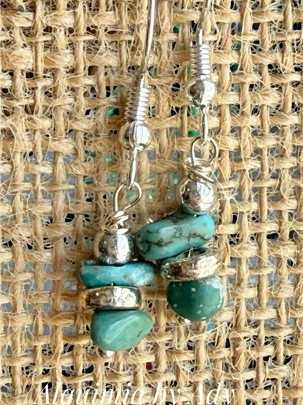 Alquimia Turquoise and Silver Stacked Bead Dangle Earrings